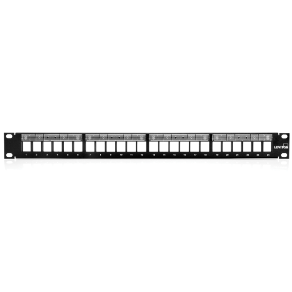 Leviton Quickport Unloaded 1U 24 Port Flat Patch Panel Black
