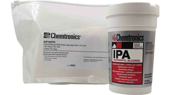 Chemtronics Kit - 1 Pull-up Tub and 2 Refill Wiper Rolls, Presaturated With 70% IPA, and 30% Deionized Water (100/roll)