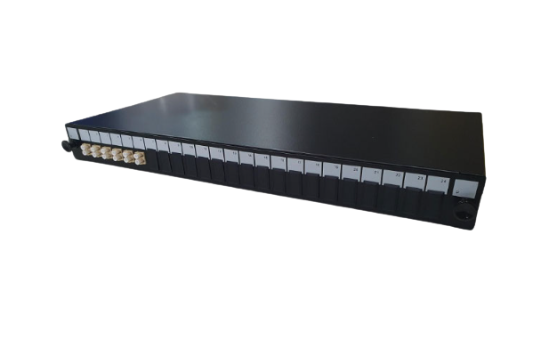 DRAKA Fibre LC Panel | Multi Mode | 12 Way | 1U | 6 x Duplex Beige Adaptors | 1 x 24F Splice Cassette