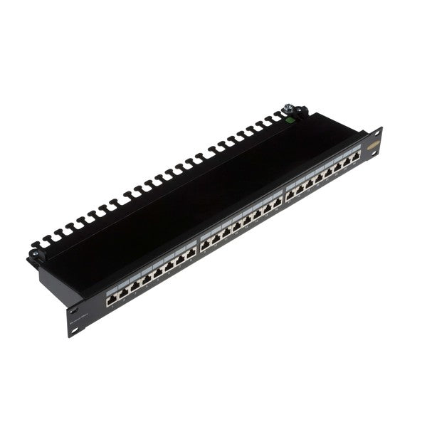 Leviton Cat6Plus 24 Port Screened Patch Panel 1U LSA IDC 568A-B Wired Black with Cable Management