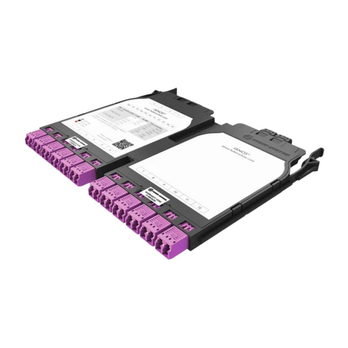 HUBER+SUHNER IANOS OM4 Double Module | 24F | 2 x MTP12 Elite Female (Non-pinned) to 12 x LC/PC Duplex Adapter Heather Violet | NS Polarity