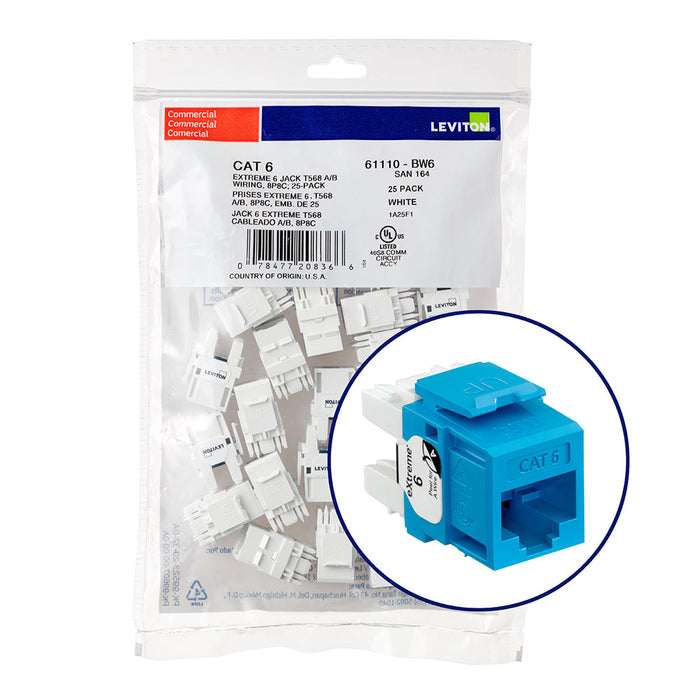 LEVITON Extreme Cat6 Quickport Jacks | Unshielded
