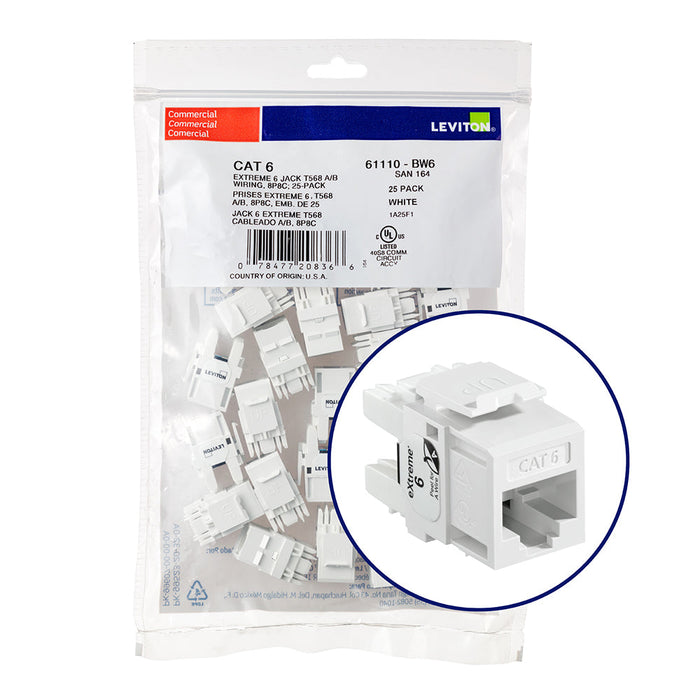 LEVITON Extreme Cat6 Quickport Jacks | Unshielded