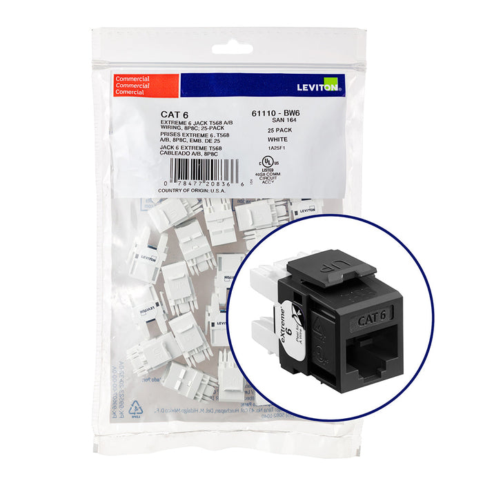 LEVITON Extreme Cat6 Quickport Jacks | Unshielded
