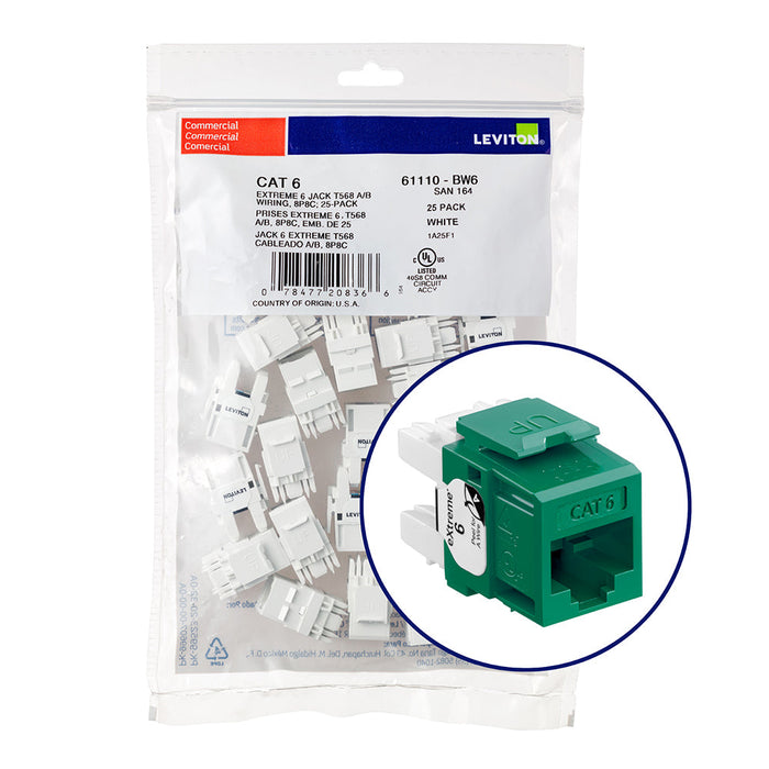 LEVITON Extreme Cat6 Quickport Jacks | Unshielded